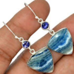 Blue Scheelite & Iolite 925 Solid Sterling Silver